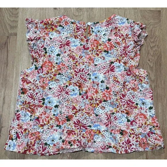 Solitare Women Floral Eyelet Lace 2 Piece Set Top and Shorts Multicolor Size M - Picture 7 of 11